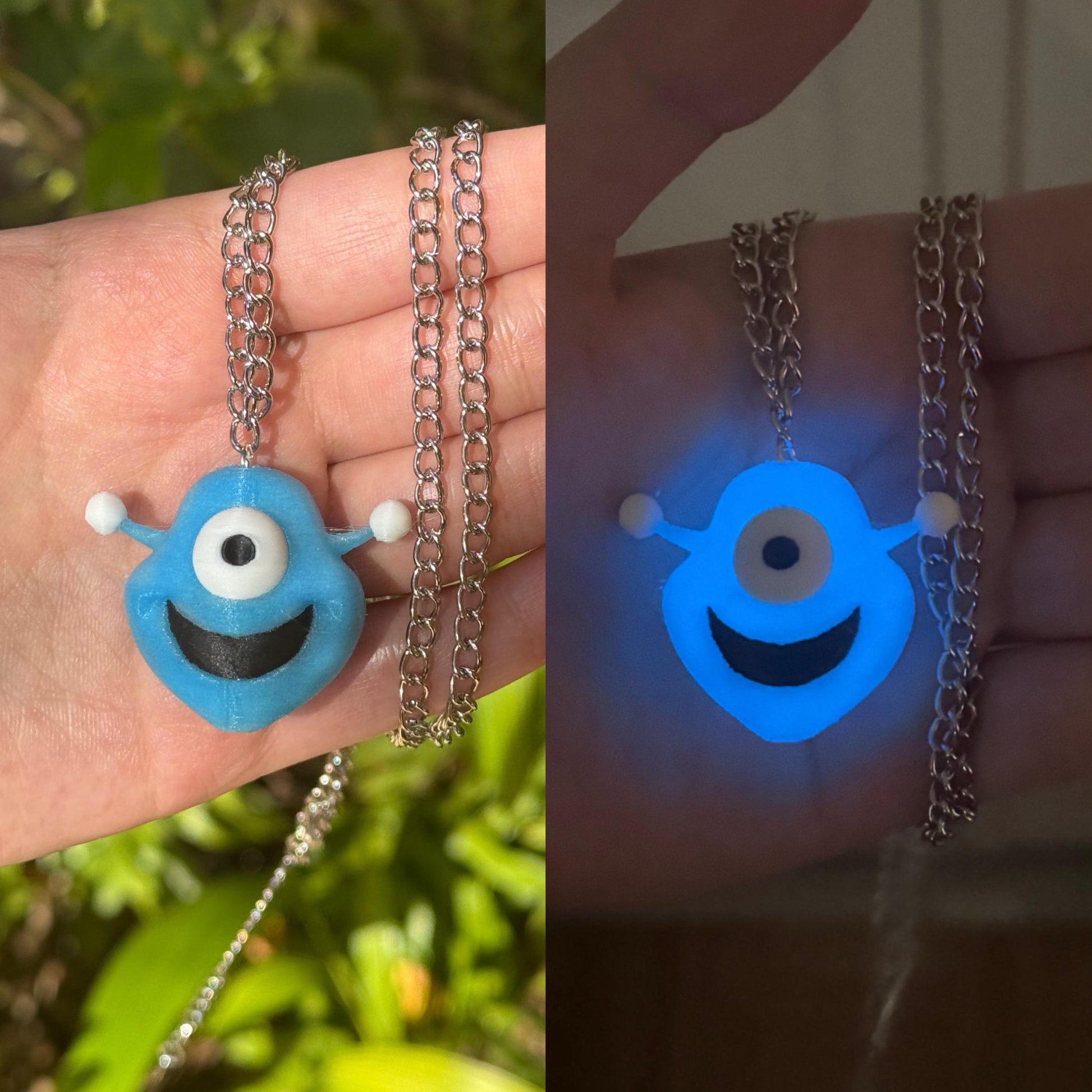 Coldplay Blue Alien Glow in the Dark Necklace - Coldplay gift - Music of the Spheres Tour