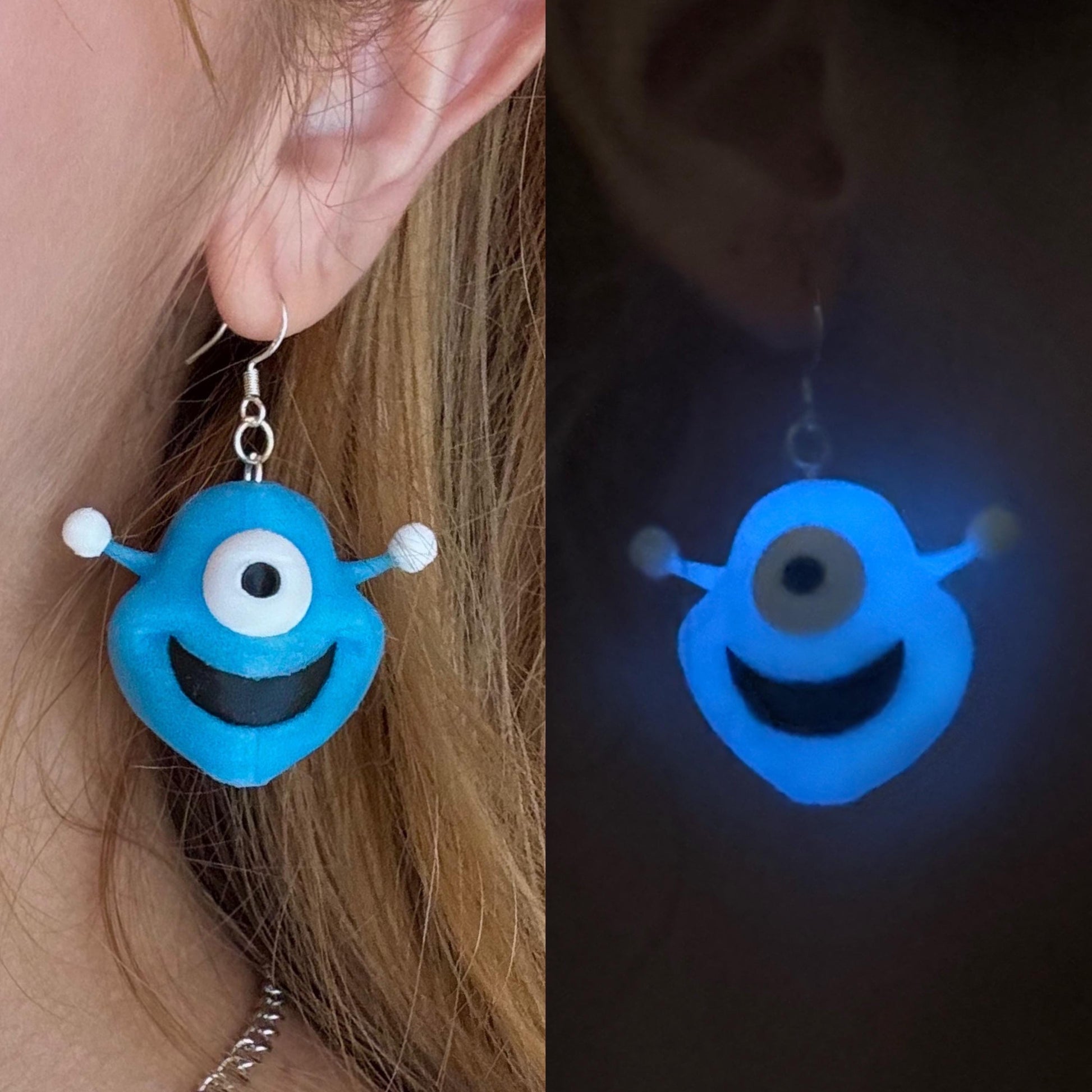 Coldplay Blue Alien Glow in the Dark earrings - Coldplay Gift - Music of the Spheres Tour